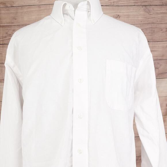 Stafford Shirt Mens 18 36-37 White Wrinkle Free Oxford Button Down Long Sleeve - Picture 1 of 8